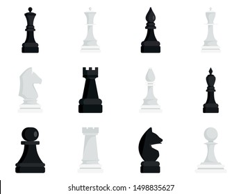 Chess icon set. Flat set of chess vector icons for web design