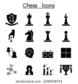 Chess icon set in glyph style