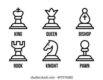 Chess icon set - king, queen, bishop, rook, knight and pawn
