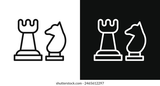Chess icon set. Knight horse head vector symbol and chess piece icon.