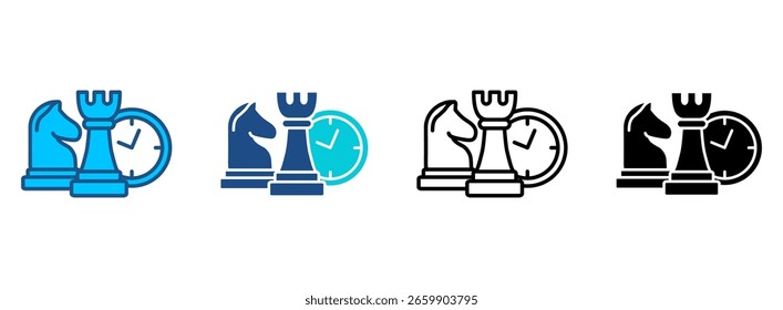 Ícone De Xadrez Definido Com Vários Estilos. Ilustração de vetor