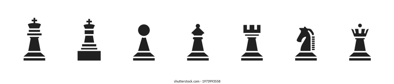 Chess icon set on white background. Vector chess figure collection.