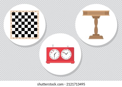 chess icon set on white circles