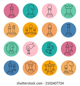 Chess icon set . Chess symbol pack vector elements for infographic web. with trending color backgrounds