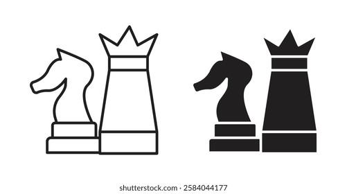 Chess icon set in thin line. vector illustrations for web