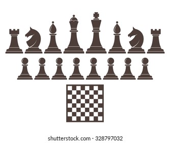 Chess icon set. Vintage style. Isolated chess on white background