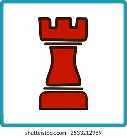 Chess icon in square frame. Vector illustration. 