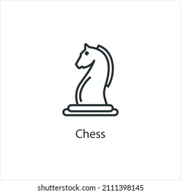 Chess icon thin line stock illustration.Sports icon with name. Famous sports icon