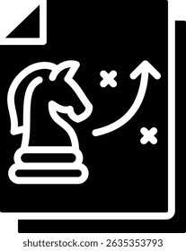 A chess icon with an upward arrow on the background of a document file indicates growth, progress, improvement, or achievement of better results.