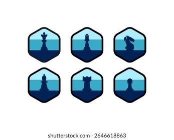 design de vetor de ícone de xadrez com forma de hexágono