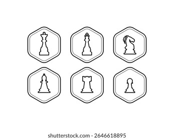 Diseño de Vector de icono de ajedrez con forma de hexágono