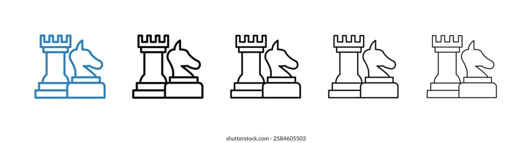 Chess icons in five different stroke sizes