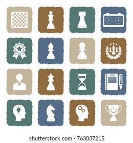 Chess Icons. Grunge Color Flat Design. Vector Illustration. 