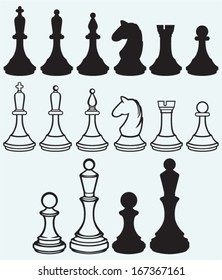 Chess icons isolated on blue background