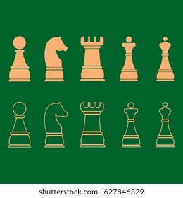 Chess icons, outline chess pieces