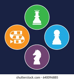 Chess icons set. set of 4 chess filled icons such as
