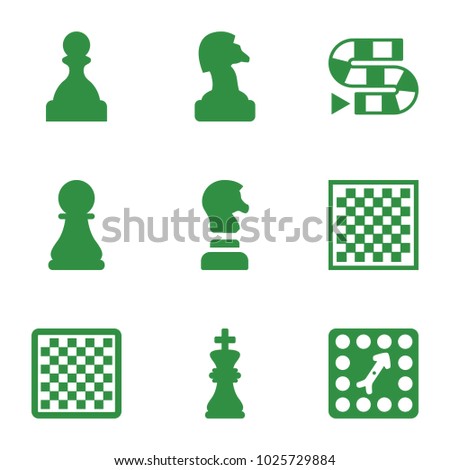 Chess icons. set of 9 editable filled chess icons such as dice game, board game
