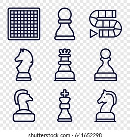Chess icons set. set of 9 chess outline icons such as pawn