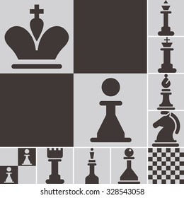 Chess icons set - chess board and chessmen