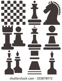 Chess icons set - chess board and chessmen