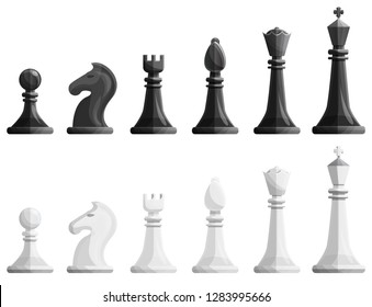 Chess icons set. Cartoon set of chess vector icons for web design