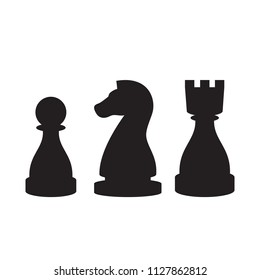 Chess icons set isolated on white background. Chess icon for web site, app, logo and print presentation. Creative art concept, vector illustration, eps 10