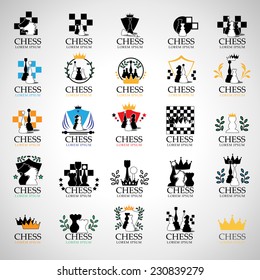 Chess Icons Set - Isolated On Gray Background - Vector Illustration, Graphic Design Editable For Your Design 