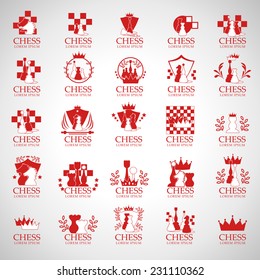 Chess Icons Set - Isolated On Gray Background - Vector Illustration, Graphic Design Editable For Your Design 