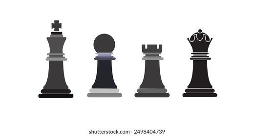 Chess icons set. Outline set of chess vector icons for web design isolated on white background