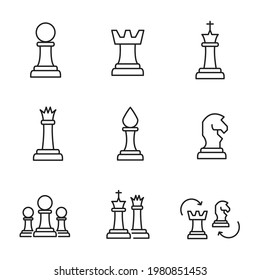 Chess icons set. Chess pack symbol vector elements for infographic web.
