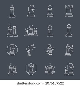 Chess icons set. Chess pack symbol vector elements for infographic web
