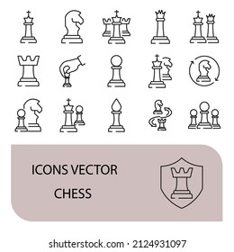 Chess icons set . Chess pack symbol vector elements for infographic web