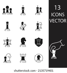 Chess icons set . Chess pack symbol vector elements for infographic web