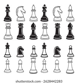 Chess icons set vector illustration