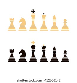 Chess icons. Set of chess in vector. King, queen, rook, bishop, pawn, knight.