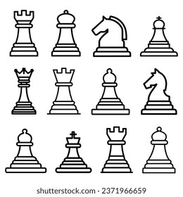 Chess icons set. vector icons for web design isolated on white background