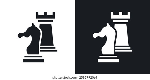 Chess icons set vectors black and colored style