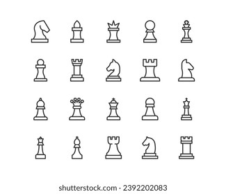 chess icons set for web and UIUX design. Vector objects isolated on a white background