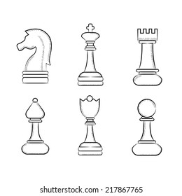 chess icons, sketch chess set