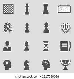 Chess Icons. Sticker Design. Vector Illustration.