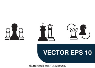 Chess icons  symbol vector elements for infographic web