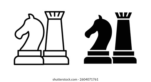 Chess icons. thin line vector icons