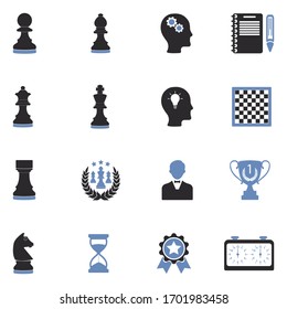 Chess Icons. Two Tone Flat Design. Vector Illustration.