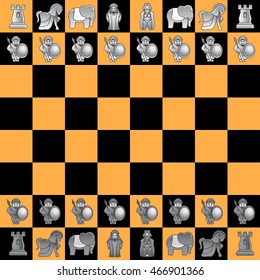 Chess icons, Vector illustration in flat style isolated from the background