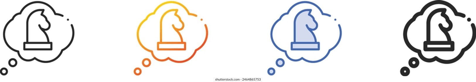 chess icon.Thin Linear, Gradient, Blue Stroke and bold Style Design Isolated On White Background