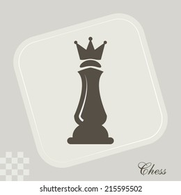 Chess illustration with king icon on flat design background concept design