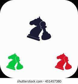 Chess Illustration set. Blue, green, red icon.
