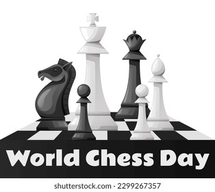 Chess international championship world day concept. Vector graphic design illustration