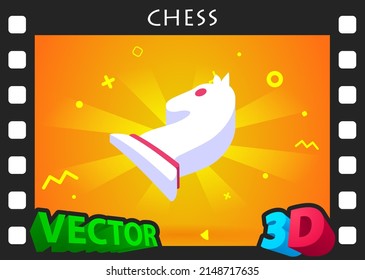 Chess isometric design icon. Vector web illustration. 3d colorful concept