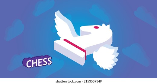 Chess isometric design icon. Vector web illustration. 3d colorful concept